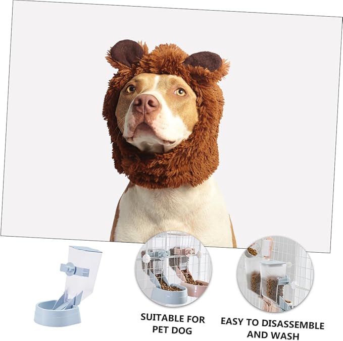 Veemoon Hanging Dog Feeder 2l Automatic Pet Food Dispenser Blue Cage Feeder for Dry Food Feeding Supplies Suitable for Puppies and Adult Dogs