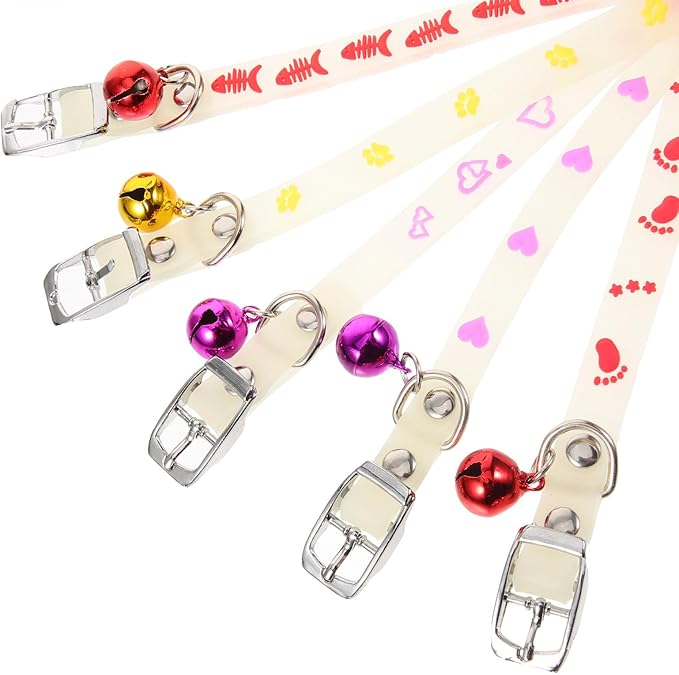 KESYOO Adjustable Luminous Collar for Pets 5 Pieces Random Colours Fluorescent Design Comfortable Anti-Lost Pad Suitable for Dogs and Cats on Walks Random Colour