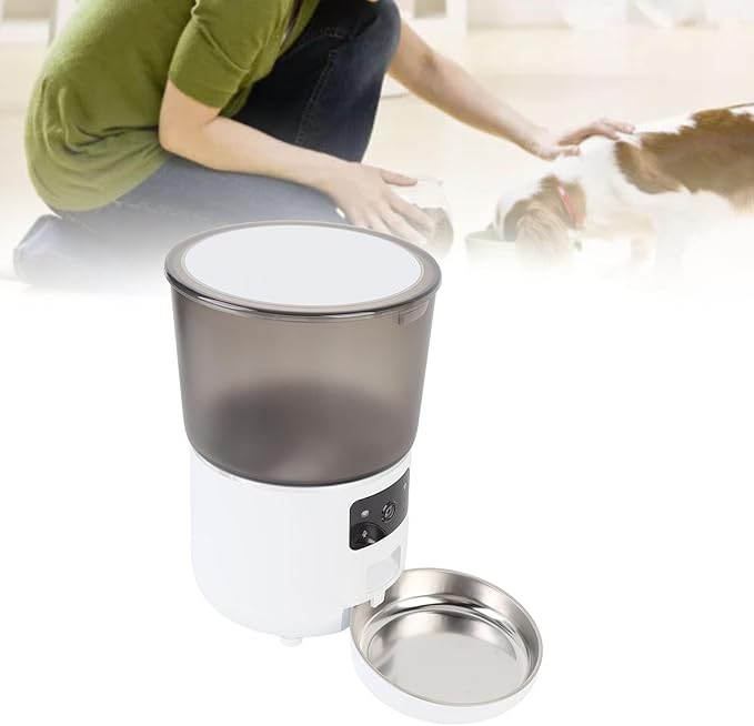 Automatic Cat Feeder, 4L Large Capacity Timed Pets Feeder with APP Portion Control, Detachable Automatic Dry Food Dispenser for Cats Dogs (US Plug)
