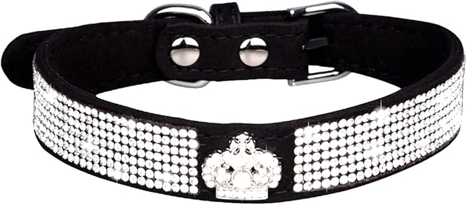 Cute Dog Collar with Bling Rhinestone, Fancy Crystal Diamond Glitter Pretty Jewel Soft Cat Collars for Small Medium Large Breed Dogs Girl Female Pet Puppy Kitten Terrier (M, Black5)
