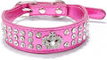 Luxury Pet Dog Collar Bling Crystal Rhinestones Crown Charm Accessories Leather Collars for Small Dogs Diamond Necklace 20E Rose S