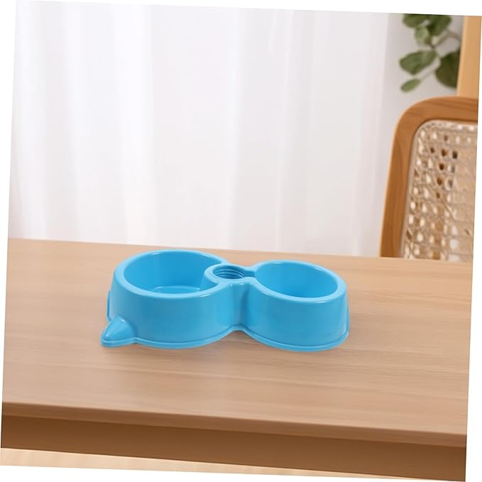 BESTonZON Dual Bowl Plastic Dog Bowls Water Dispenser for Dogs Cats Auto Pet Feeder