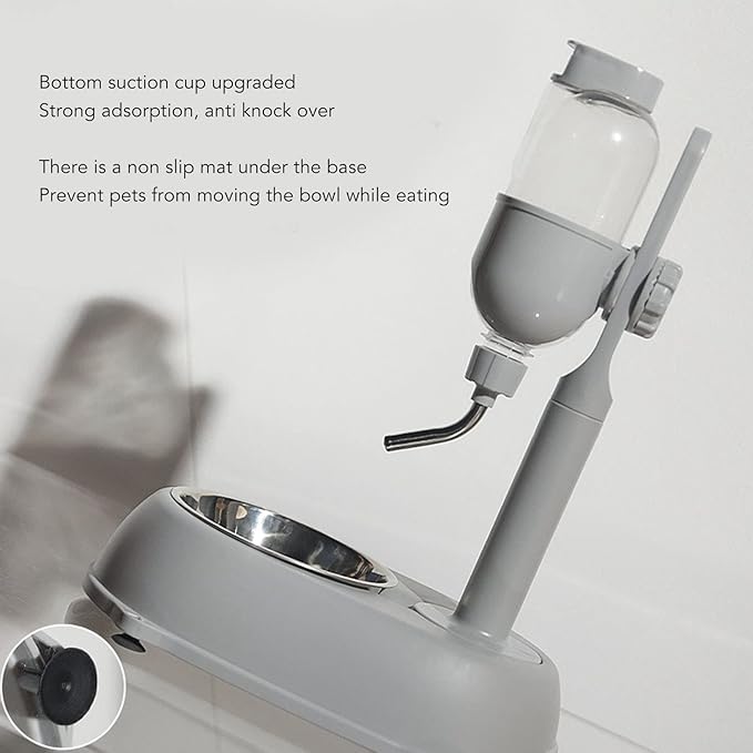 Dog Water Dispenser, Height Adjustable Pet Food Feeder Automatic Water Bottle Dispenser Standing Feeding Bowl for Cats Puppy Pets