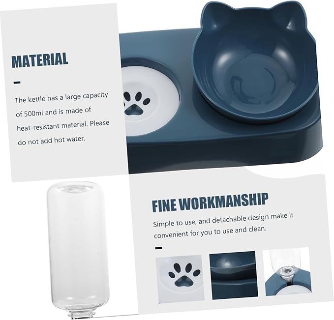 Elevated PET Feeding Bowl Automatic Water Dispenser for Cats and Dogs Non-Slip Tilted Design Neck Protection for Indoor Use