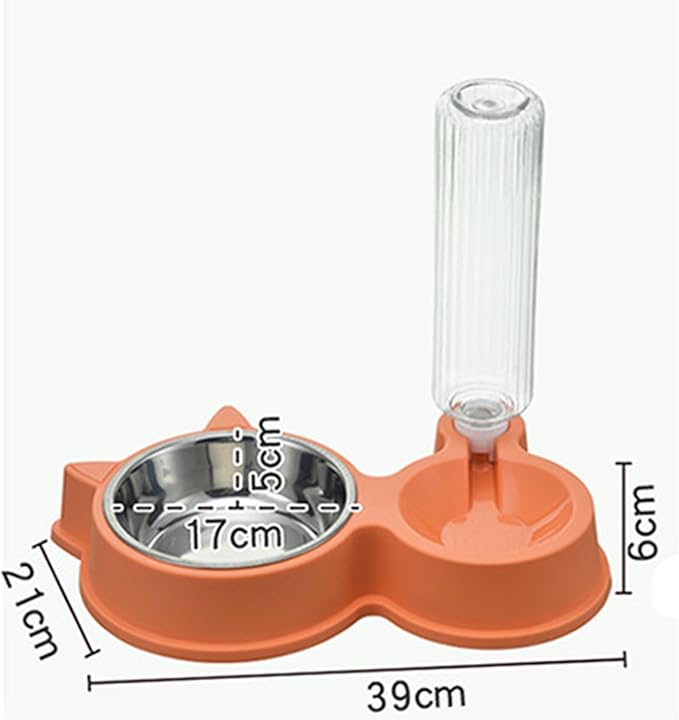 Dog Water and Food Bowl Set, 2 in 1 Automatic Cat Feeder Pet Water Dispenser Double Cat Bowls with Automatic Water Dispenser for Dogs Cats