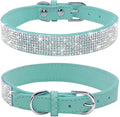 Rhinestone Dog Collar, Cute Dazzling Sparkling Soft Suede Leather Dog Cat Rhinestone Collar Crystal Diamond Pet Dog Puppy Collar(Blue,XS)