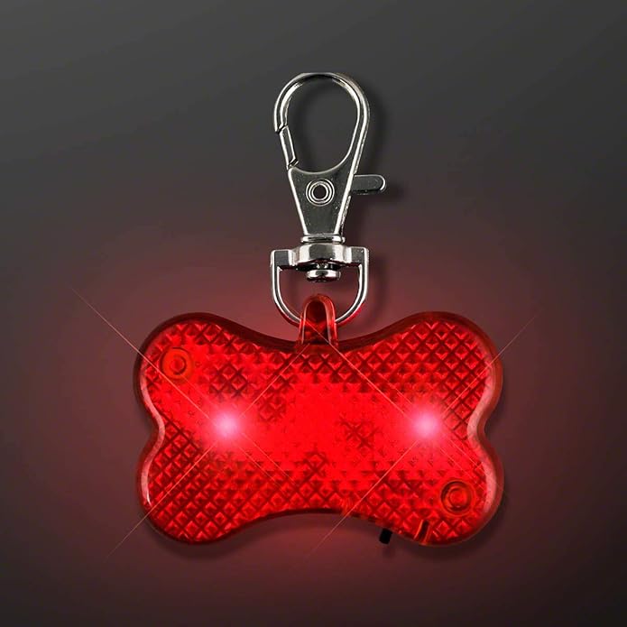 FlashingBlinkyLights Red LED Dog Bone Pet Safety Light