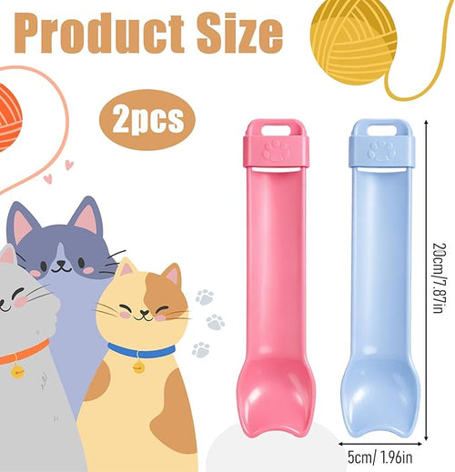 2PCS Cat Treat Spoon Set, Cat Treat Squeeze Spoons & Cats Strip Feeder Spoon for Wet Food, Lickable Treats, and Liquid Snacks - Blue & Pink