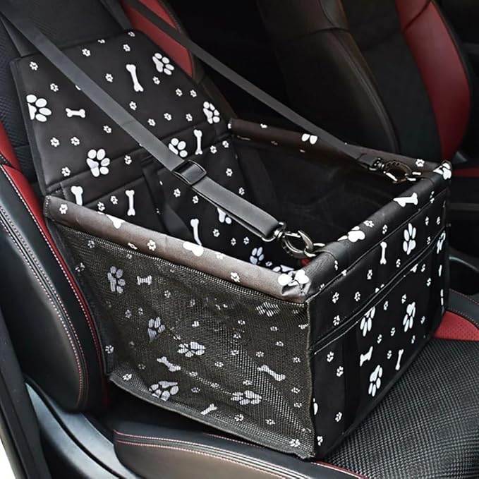 Medium Dog Car Seat Booster – Collapsible & Comfy Puppy Travel Carrier, with Clip-On Safety Leash and PVC Support Pipe for Anti-Collapse, Perfect for Small Dogs and Cats from to 25lbs LOYALBARK