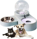 Double Dog Cat Bowls,Cat Dog Feeder Automatic Water Bowl and Food Bowl Set, Pet Automatic Water Dispenser,Floating Bowl Splash Free, Stainless Steel Feeder Bowl for Cats and Small Dog