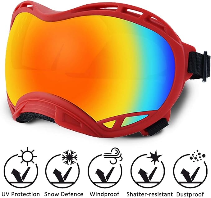 Dog Sunglasses,Doggles Anti-UV Protection,Pet Sunglasses with Adjustable Strap,Suitable for Motorcycle Car Driving Bike Riding Hiking Swimming Wind Dust Fog Dog Eye Protection