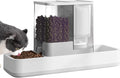 Automatic Small Pet Feeder and Water Dispenser, 2 in 1 Gravity Cat Auto Cat Small Medium Dog Feeder and Waterer Set Dish for Puppy Kitten Pets (White)