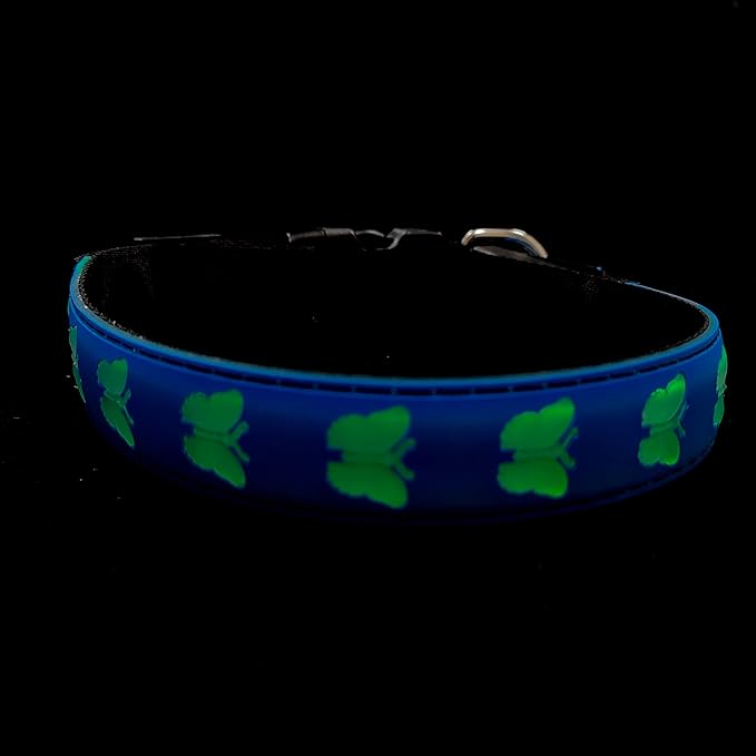 USB-C led Light up Dog Collar, 3D Design Comfortable and Soft Material,Multicolored Lighting，Night Dog Collar (BT-Blue, M(15.7-19.7"))