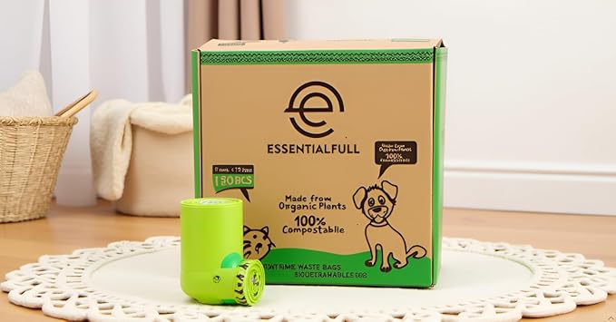 Compostable Dog Poop Bags with Handles 180 Count 12 Rolls Leak Proof and Strong Pet Waste Bags for Cats and Dogs