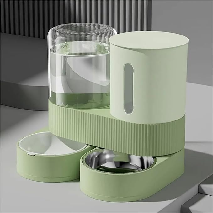 Compatible for AB 2-in-1 Pet Feeder Water Dispenser Set Stainless Steel Food Bowl Dogs Cats(Blue)