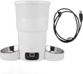 Cat Food Dispenser, 5L Pet Automatic Feeder with 2 Stainless Steel Bowls, Control Auto Dog Feeder, Dual Power Supply, Visible Food Storage