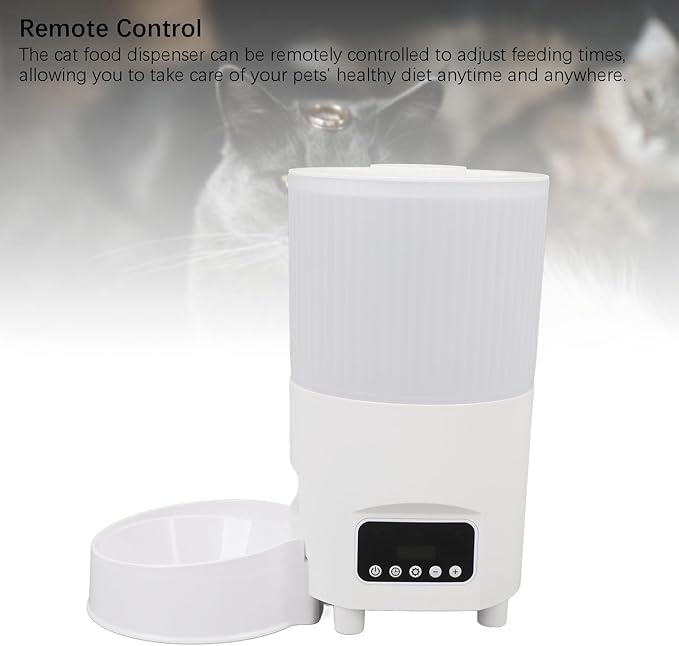 Automatic CAT Feeder Large Capacity Smart PET Food Dispenser Indoor Home (White Button Version)