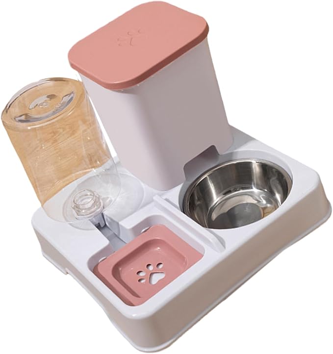 Stainless Steel Food Bowl Pet Feeders and Water Dispenser Nonslip Design Great for Cats Dog Home Travel Use Automatic Feeder Dog with Water Dispenser Stainless Steel Pet