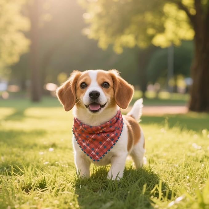 Double Layers Two Tones Dog Cotton Square Bandana Bibs Scarf Kerchief for Small Medium Dogs Boy or Girl - DCB03 O&B