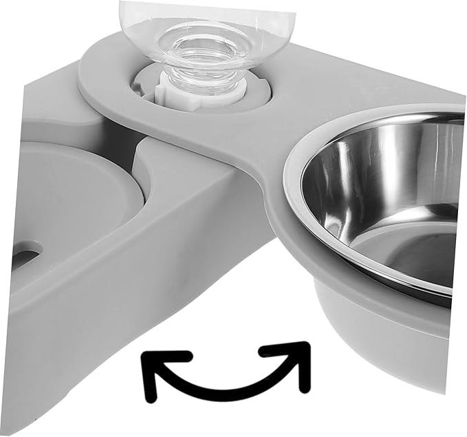 Stainless Steel Cat Bowl Elevated Cat Feeder Tilted Pet Bowl and Automatic Water Container