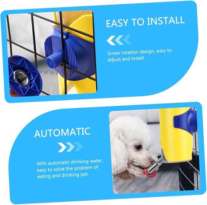 Happyyami Automatic Pet Waterer Wear-Resistant Hanging Feeder for Dogs and Cats Control Easy to Use Yellow and for Home and Travel
