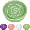 TRUVIC Ceramic Slow Feeder Dog Bowls Small Breed, 0.6 Cup Slow Feeder Cat Bowls for Fast Eaters, Ceramic Dog Food Dish no Black Chin, Puzzle Bowl for Small Dogs and Cats, Green