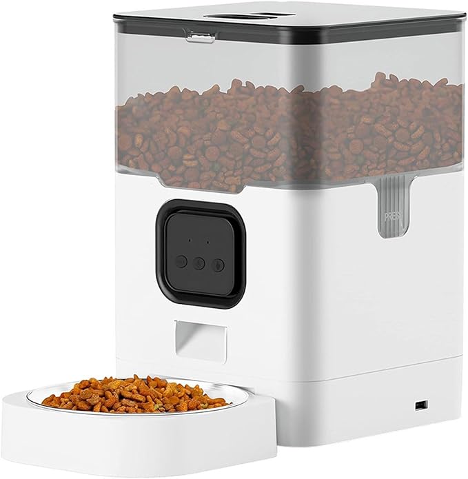 Pet Feeder Pet Automatic Feeder Square Feeder 4L6L Food Storage Bucket Timed Quantitative Removable Suitable Compatible with Cats and Dogs Pets Supplies(4L White B,WiFi)
