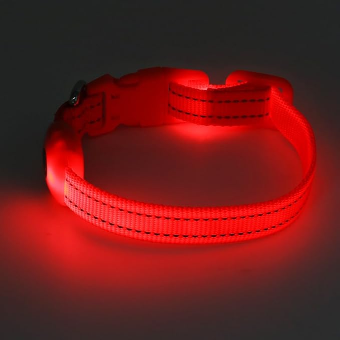 Candofly Light Up Dog Collar for Small Dogs & Cats, Safety Lighted Puppy Collar USB Rechargeable LED Collars for Night Walking Camping (X-Small, Red)