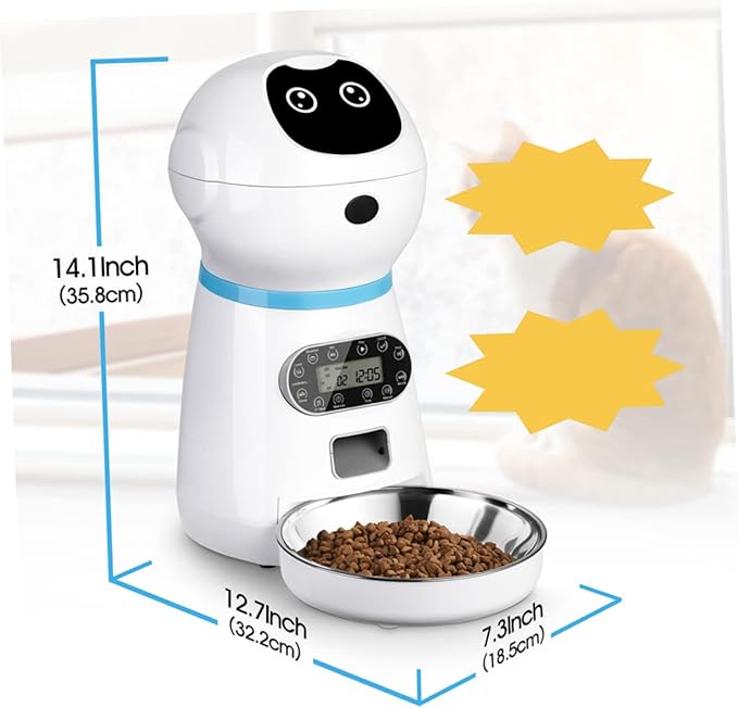 1set Feeder with Capacity Automatic Meal Timer and for Cats and Dogs USB Powered Intelligent Food Dispenser