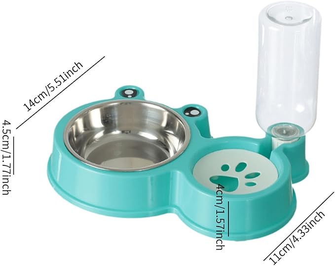 Pet Food and Water Bowl Set with Automatic Waterer Bottle for Small Medium Dogs Cats Puppies Kittens Feeding Station Kit- Blue
