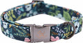 Elegant little tail Dog Collar, Floral Pet Collar Durable Darkblue Flower Dog Collars Male or Female Holiday Pet Gift Adjustable Dog Collar for Medium Dogs