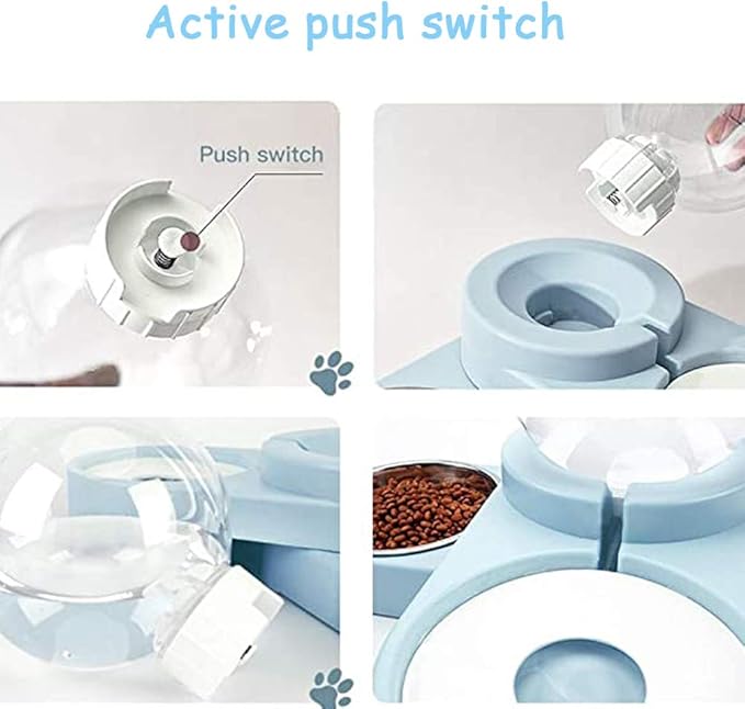 Double Dog Cat Bowls,Cat Dog Feeder Automatic Water Bowl and Food Bowl Set, Pet Automatic Water Dispenser,Floating Bowl Splash Free, Stainless Steel Feeder Bowl for Cats and Small Dog
