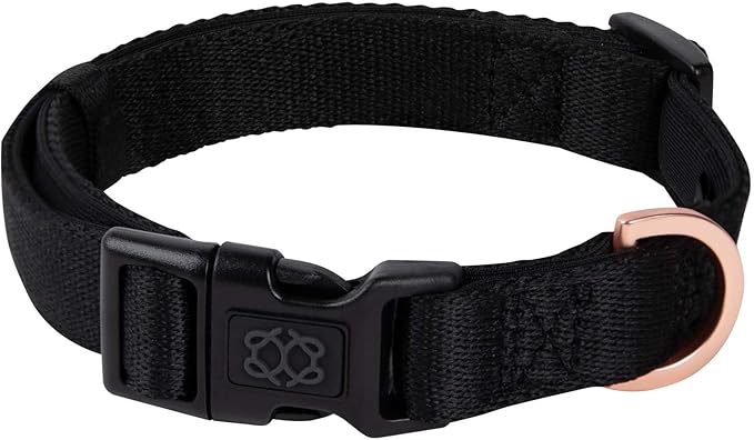 The DOGISTRY - City Collar - Black - Premium Dog Collar with Padded Neoprene & Signature Fabric - Refined Design & Everyday Luxury - Medium