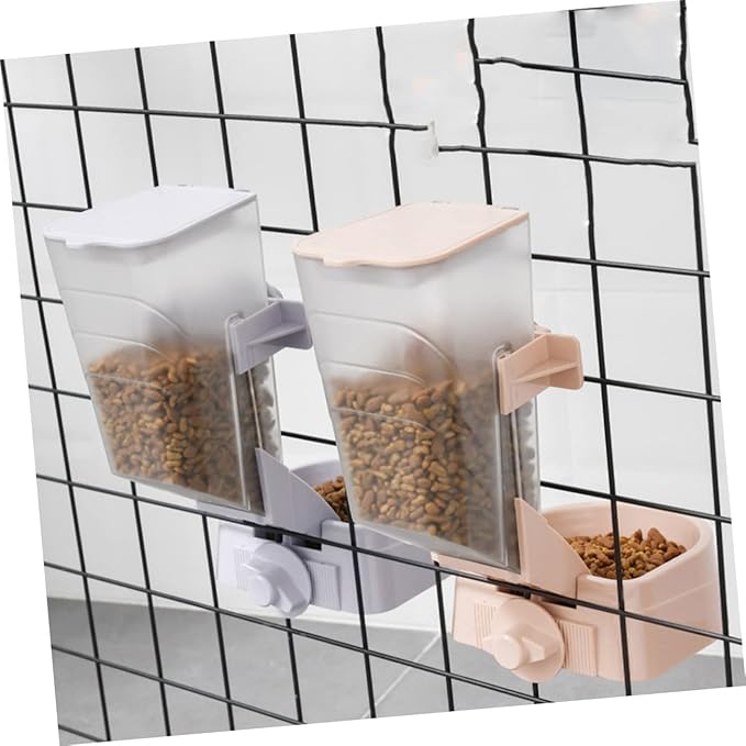 Mikikit 1pc Hanging Pet Feeder Automatic Dog Cat Food Container Tipping-Resistant Design Capacity of Food for Dogs and Cats Gray