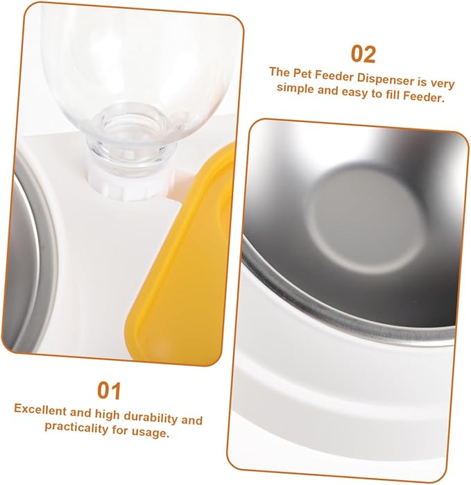 Automatic Pet Feeder and Water Bowl for Dogs and Cats Detachable Dog Bowl with Spill-Proof Design White Puppy Food for Home Use