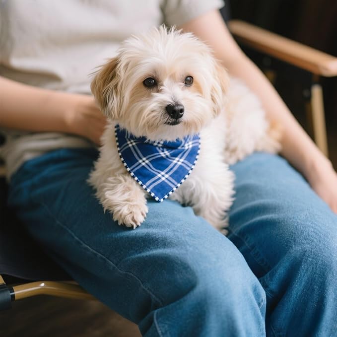 Double Layers Two Tones Dog Cotton Square Bandana Bibs Scarf Kerchief for Small Medium Dogs Boy or Girl - DCB15 B&W