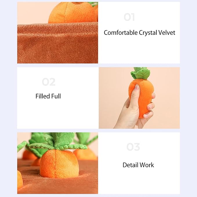 Plush Carrot Toy For Dogs | Carrot Toy For Puppy Sniffing | Interactive Puzzle Game For Puppies, For Training Exercise Enrichment Indoor Outdoor