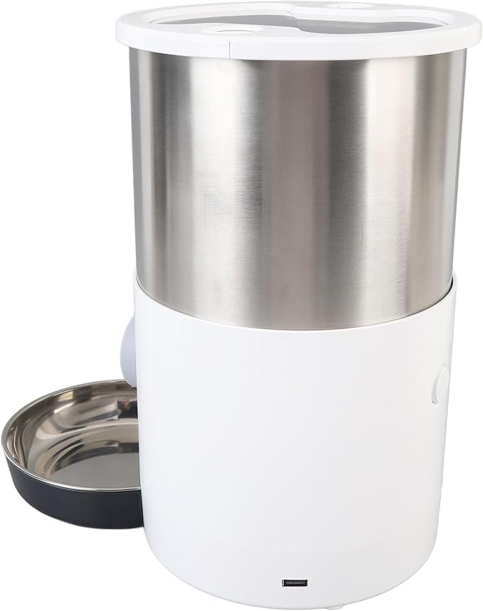 4L Automatic Timed Pet Feeder, Double Bowl Stainless Steel Food Dispenser for Cats and Dogs, with 4L Automatic Dog Feeder