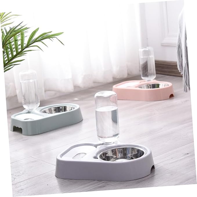 Pet Double Bowl Water Feeder for Cats and Dogs Pink Non Spill Food and Water Dish Safe High Density Material Stable Design Prevents Tipping Practical and Decorative Feeding