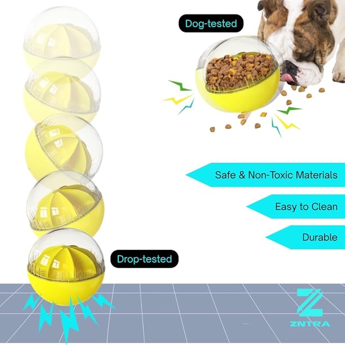 Zntra – Interactive Dog Treat Puzzle Toy | Food Dispenser Ball 5.3" for Mental Stimulation, Anxiety & Boredom Relief (Small/Medium Dogs)