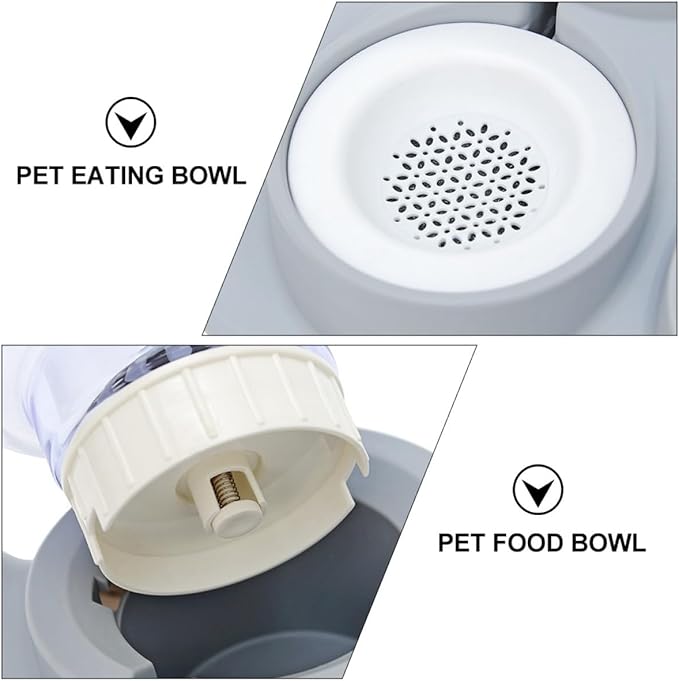 Pet Water Drinking Bowl and Automatic Food Feeder Dual-Use Gray Pet Feeder Bowl for Cats and Dogs for Home Feeding and Hydration