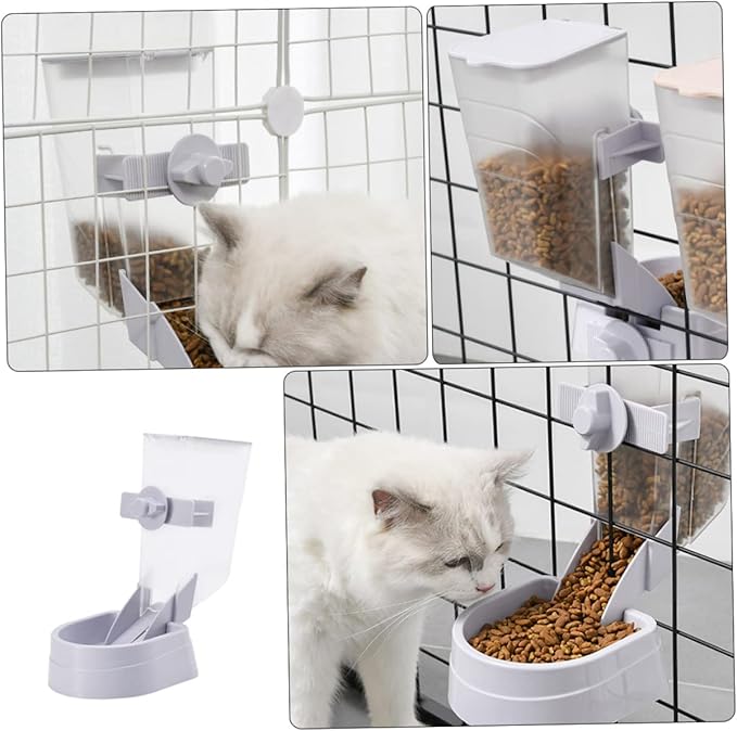 SUPVOX 1pc Hanging Pet Bowl Automatic Dog Cat Food Feeder Gray Removable Design Prevents Tipping for Crate Use Easy to Install Material for Pets