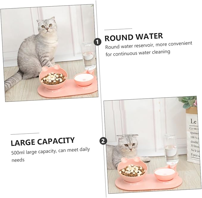 Angoily Automatic Cat Water Dispenser Elevated Feeding Bowl Pet Supplies for Cats and Dogs Easy to Tilted Design to Protect Neck