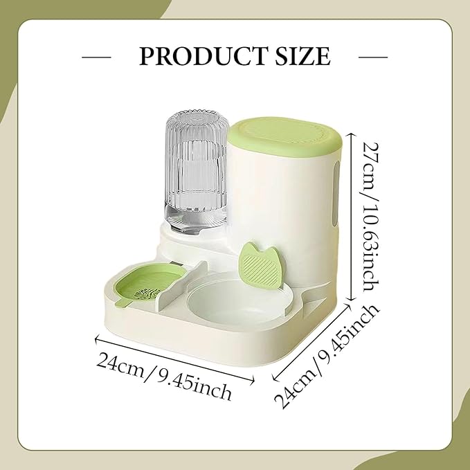 Automatic Dog Feeder and Water Dispenser Dog Bowl Convenient,Removable,Pet Supplies,Automatic Pet Feeder Food Feed for Puppy, Green