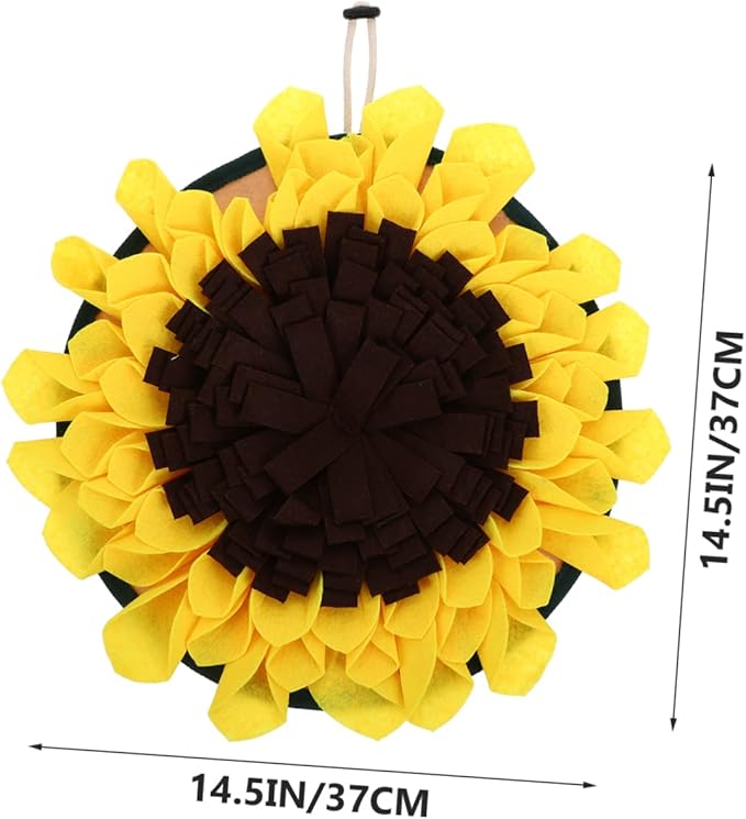 POPETPOP Sunflower Snuffle Mat for Dogs Wear-Resistant PET Feeding Mat Interactive Foraging Training Blanket Decorative Slow Feed Pad for Dogs and Cats Reduces Boredom Indoor Outdoor Use