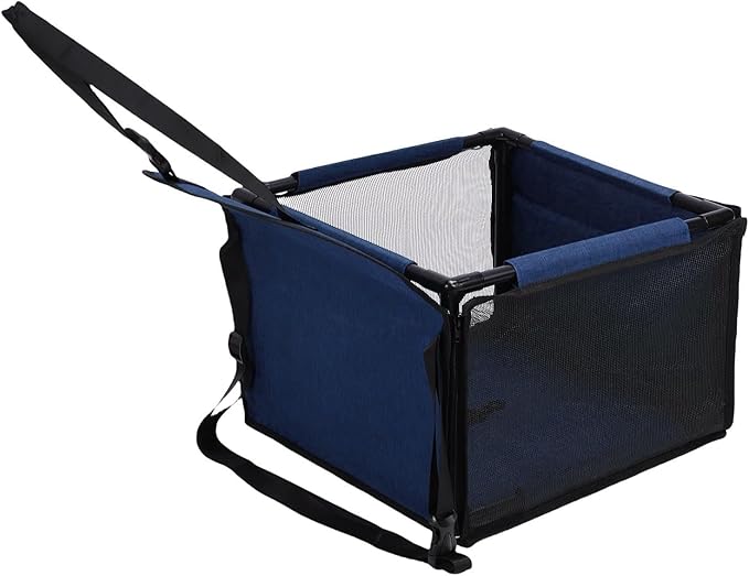Asixxsix Dog Car Seat, Oxford Fabric Foldable Pet Seat with Large Capacity for Travel Indoor Outdoor Use (Dark Blue)