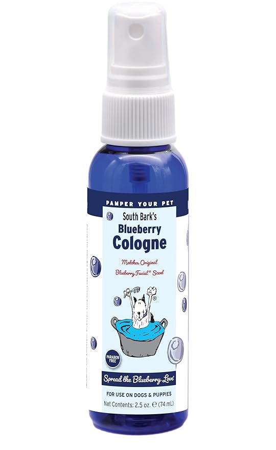 Showseason Animal Products South Bark's Original Blueberry Pet Cologne 2.5 oz. For Dogs | Long-Lasting Odor Eliminator, Made in USA, Same Scent As The Famous Blueberry Facial®