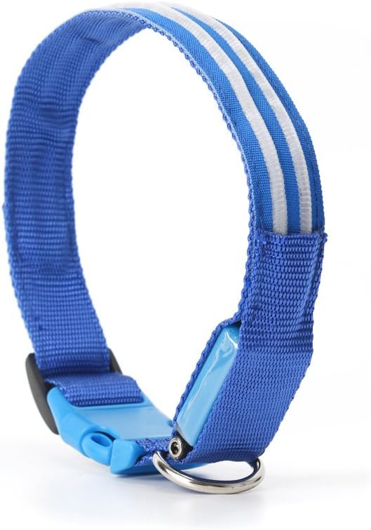 LED Dog Collar - USB Rechargeable for Night Safety(Neon Blue Color,Small Size)