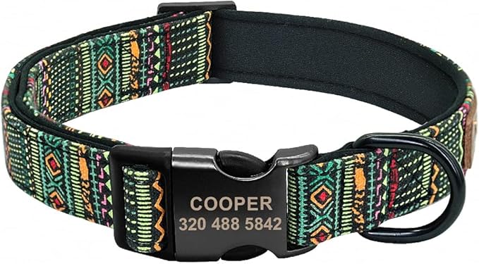 Personalized Dog Collar Custom Puppy Pet Collar Pitbull Collars Pets Acessorios Products Small Dog Collar for Medium Large Pet Green M
