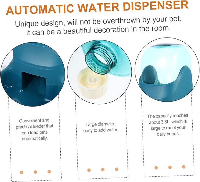 1pc Automatic Pet Water Dispenser Capacity Convenient Feeder for Dogs Cats and Pets Detachable and Easy to Non- Base Design